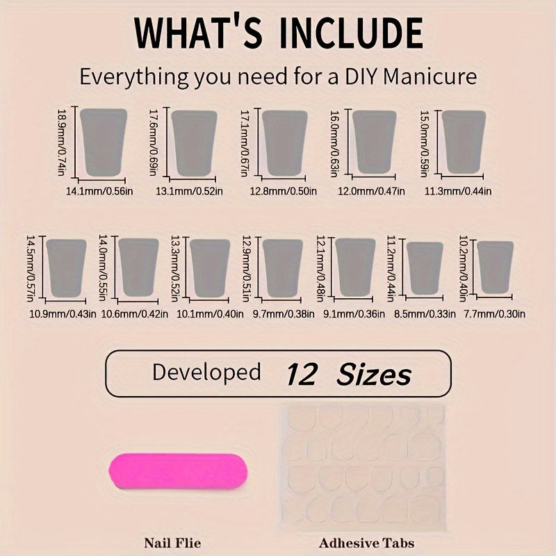 Free 4pcs of jelly glue and 4pcs of nail file in 4 boxes, 96pcs of European and American press-on wear nails, gorgeous sweet cool French sparkling diamond flowers, stripes, three-dimensional cherry, wave, clashing color, squa